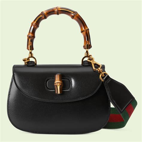 Sac à main Gucci Bamboo 1947 en cuir noir 